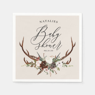 Guardanapo De Papel Festa de chá de fraldas floral de aquarela rustica