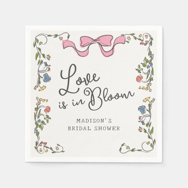Guardanapo De Papel Festa de Chá de Noiva Caprichoso Jardim Florido co (Frente)