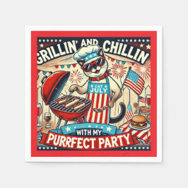 Guardanapo De Papel Festa de Churrasco CAT 4 de julho Dia da Independê