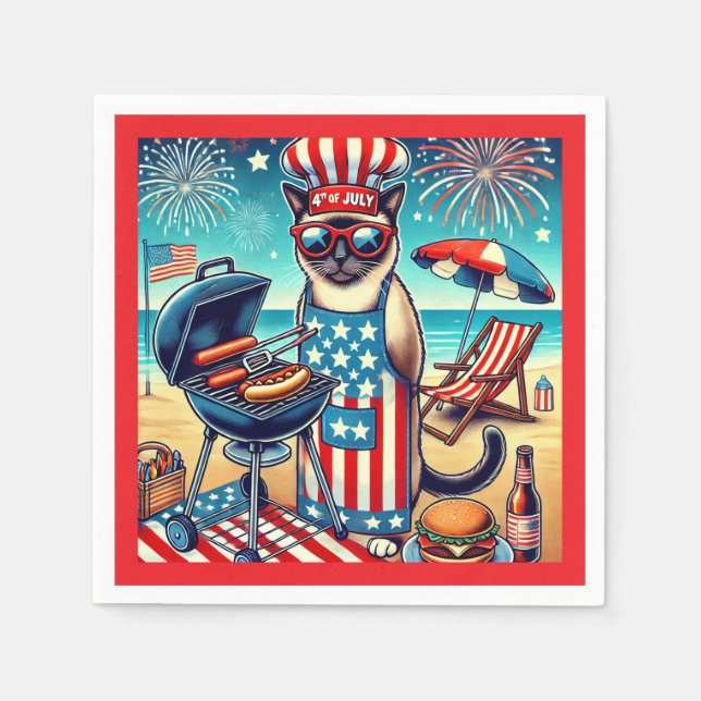 Guardanapo De Papel Festa de Churrasco CAT 4 de julho Dia da Independê (Frente)