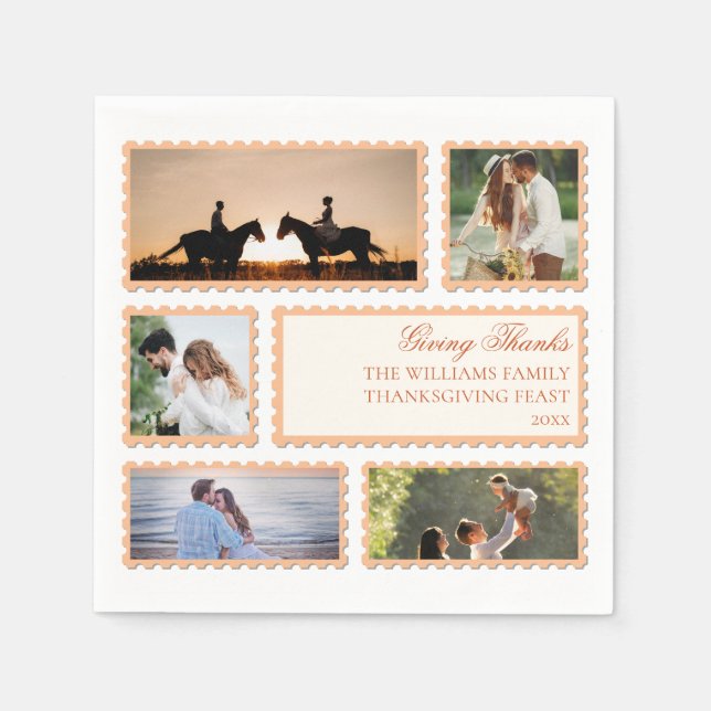 Guardanapo De Papel Festa de Colagem de Fotos de Ação de Graças da Fam (Frente)