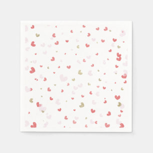 Guardanapo De Papel Festa de Corações de São Valentim Rosa e Dourado
