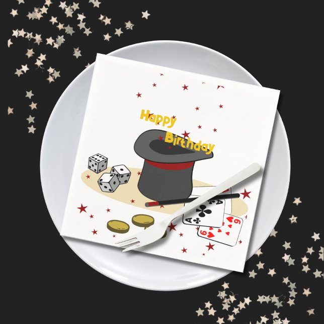 Guardanapo De Papel Festa de Crianças Feliz de Aniversário do Magnétic (Magic Show Happy Birthday Kids Party Napkins)