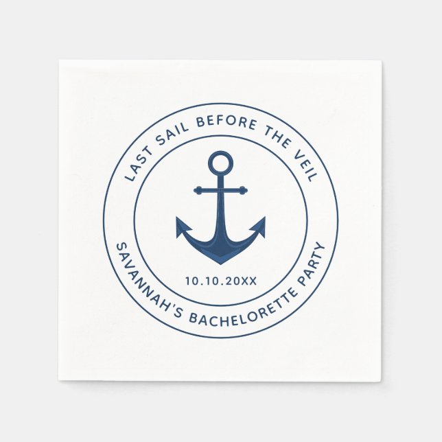 Guardanapo De Papel Festa de Despedida de Solteira Nautica Ultima Viag (Frente)