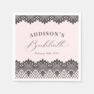 Guardanapo De Papel Festa de Despedida de Solteira Rosa com Renda Pret