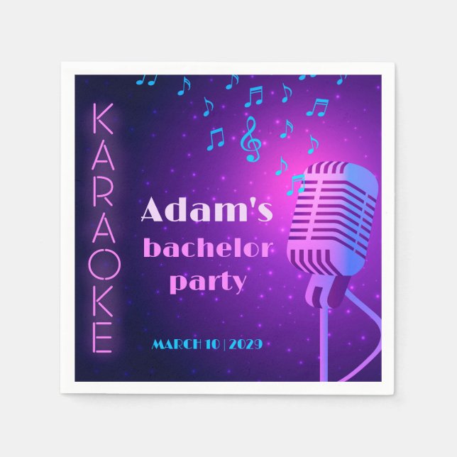 Guardanapo De Papel Festa de Despedida de Solteiro com Noite de Karaok (Frente)