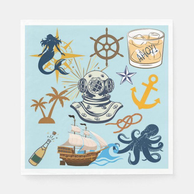 Guardanapo De Papel Festa de Despedida de Solteiro Náutica (Frente)