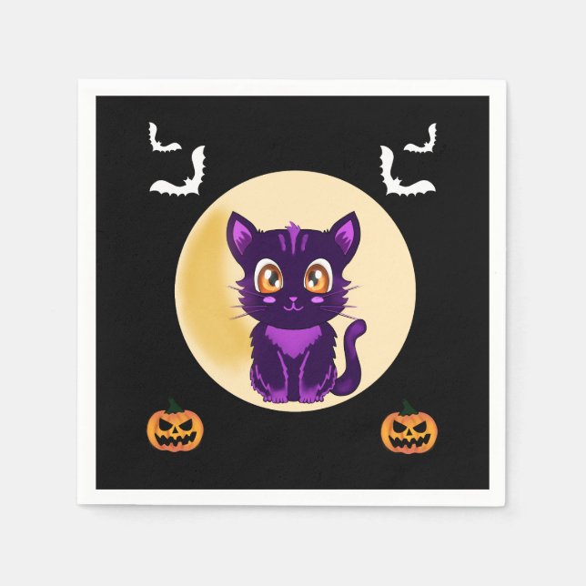 Guardanapo De Papel Festa de Dia do Cartoon Púrpura (Frente)