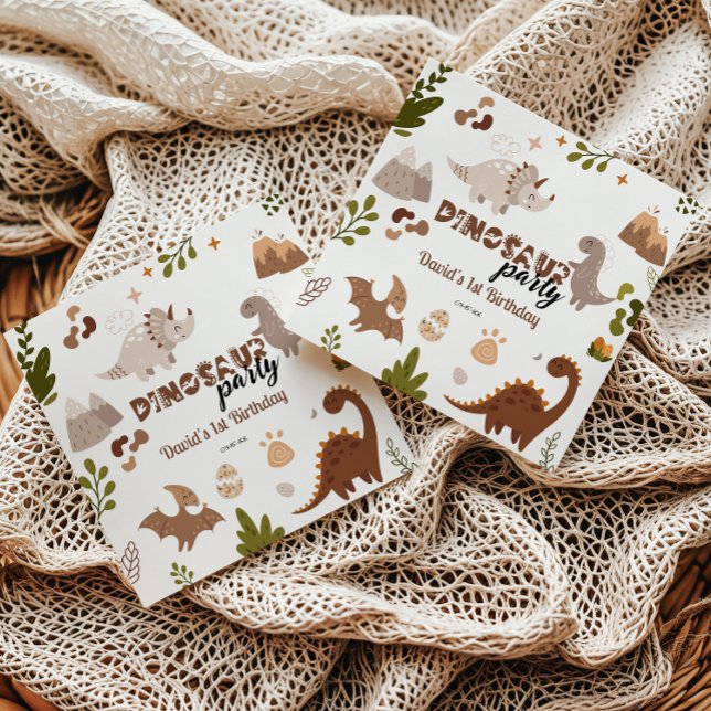 Guardanapo De Papel Festa de Dinossauro Neutro e Bonito Aniversário (Criador carregado)
