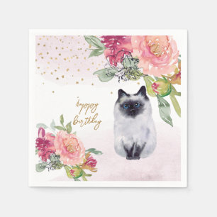 Guardanapo De Papel Festa de Feliz Aniversário de Gato Siamês