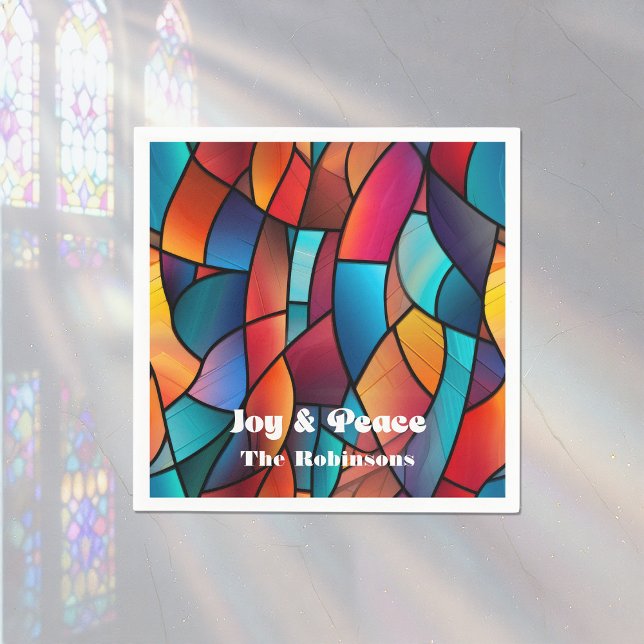 Guardanapo De Papel Festa de Feriado de Vidro Obtido (Stained Glass Holiday Party Napkins)