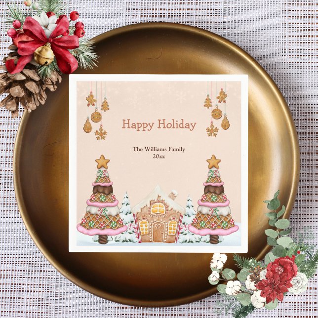 Guardanapo De Papel Festa de Férias da Casa de Pão-Gingerpão Brown (Criador carregado)