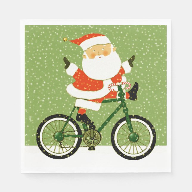 Guardanapo De Papel Festa de Férias de Ciclismo de Natal (Frente)