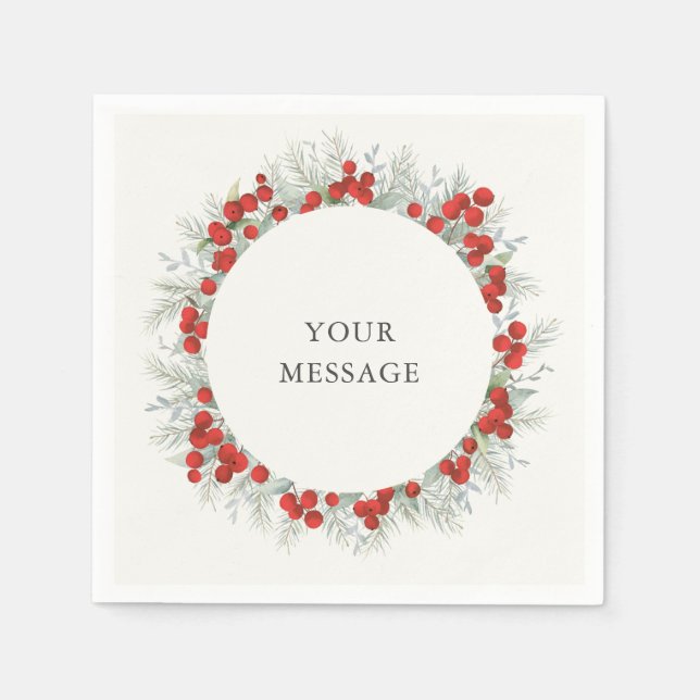 Guardanapo De Papel Festa de Férias de Férias de Natal Red Berry (Frente)