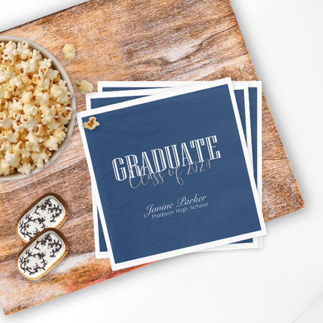 Guardanapo De Papel Festa de formatura Azul Clássica de Ano Moderno (Criador carregado)