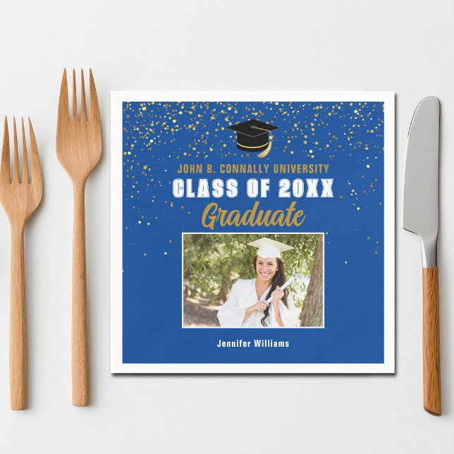 Guardanapo De Papel Festa de Formatura Azul Foto da Turma de 2026 (Criador carregado)