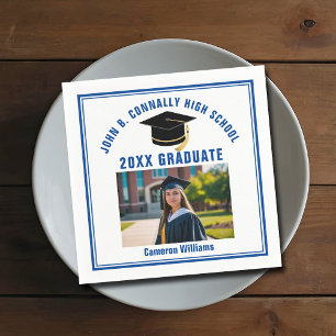Guardanapo De Papel Festa de Formatura Azul Personalizada Foto de Grad