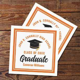 Guardanapo De Papel Festa de formatura Branco Laranja Personalizado 20