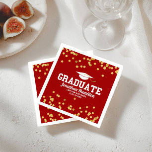 Guardanapo De Papel Festa de Formatura Confete Vermelho Dourado Gradua