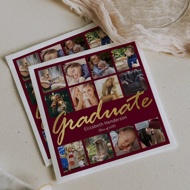 Guardanapo De Papel Festa de formatura da Colagem de Fotos 2025 (Criador carregado)