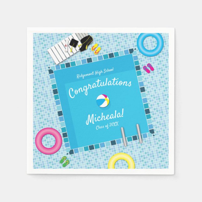 Guardanapo De Papel Festa de formatura da Parte piscina (Frente)