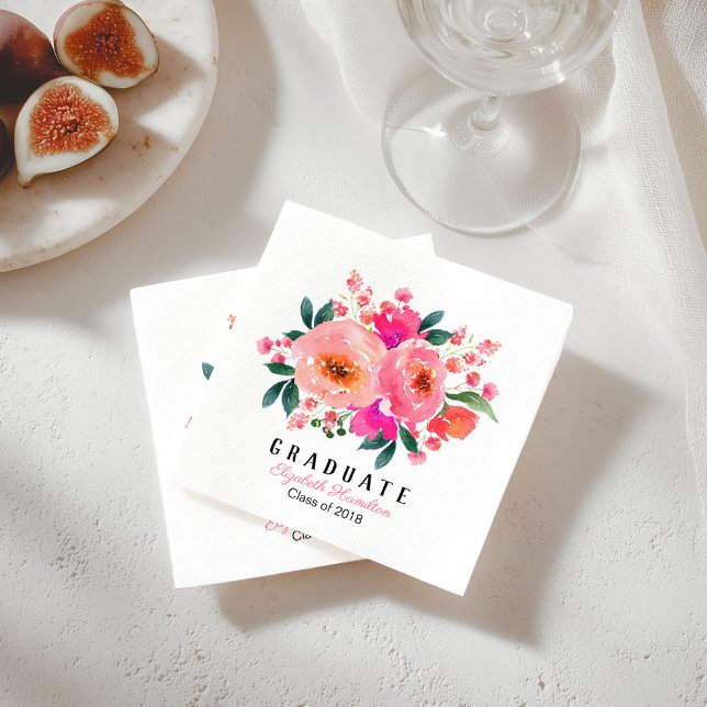 Guardanapo De Papel Festa de formatura de Buquê Floral Rosa-formando (Criador carregado)