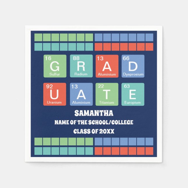 Guardanapo De Papel Festa de formatura de Elementos de Mesa Periódicos (Frente)