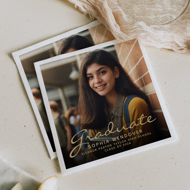 Guardanapo De Papel festa de formatura de Fotografias de Script Dourad (Criador carregado)