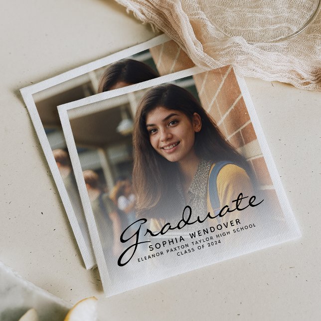 Guardanapo De Papel festa de formatura de Fotografias de Script Preto  (Criador carregado)