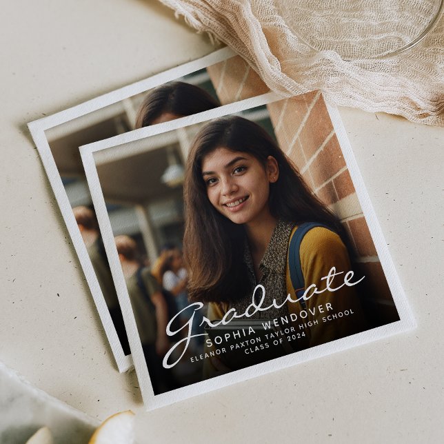 Guardanapo De Papel festa de formatura de Fotografias do Script Branco (Criador carregado)