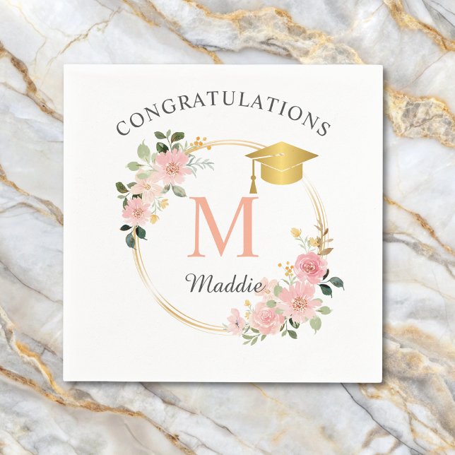 Guardanapo De Papel Festa de formatura de Meninas Rosa Personalizadas (Criador carregado)