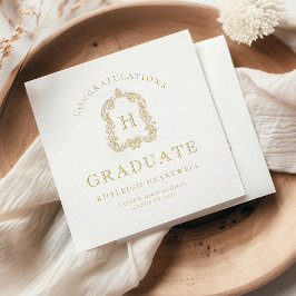 Guardanapo De Papel Festa de Formatura Dourado Branco com Crista Monog