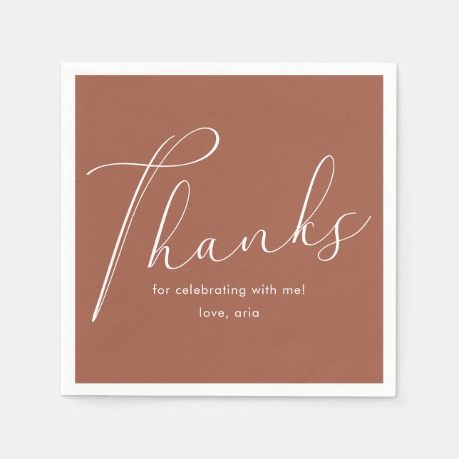 Guardanapo De Papel Festa de formatura Elegante De Caligrafia Obrigado (Frente)