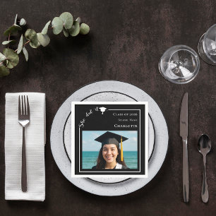 Guardanapo De Papel Festa de formatura em foto moderna preta