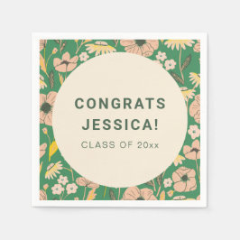 Guardanapo De Papel Festa de formatura Floral Cor-de-Rosa Verde Vintag