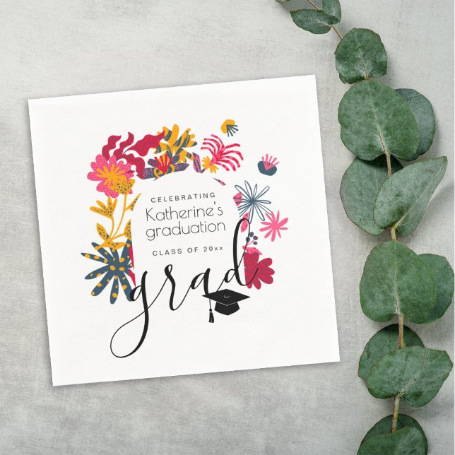 Guardanapo De Papel Festa de formatura Floral do Arco Branco Moderno B (Criador carregado)