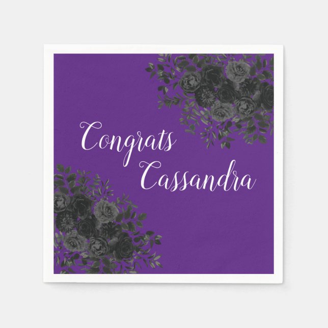 Guardanapo De Papel Festa de formatura Gótica Rosa preto Roxo (Frente)