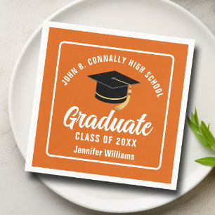 Guardanapo De Papel Festa de Formatura Laranja Branca Personalizada