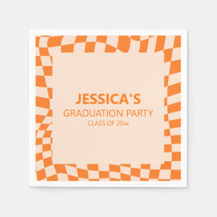Guardanapo De Papel Festa de Formatura Laranja Xadrez Personalizada 20