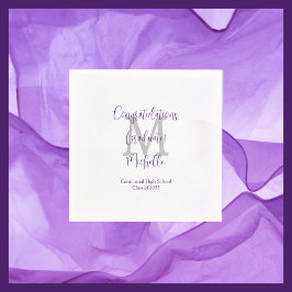 Guardanapo De Papel Festa de Formatura Monogramada Roxo Branco Cinza