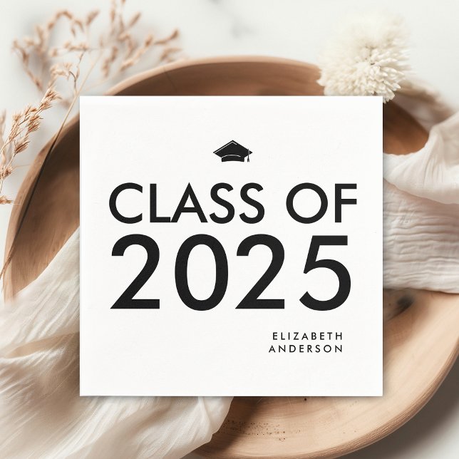 Guardanapo De Papel Festa de formatura Personalizada Branca e Preta (Criador carregado)