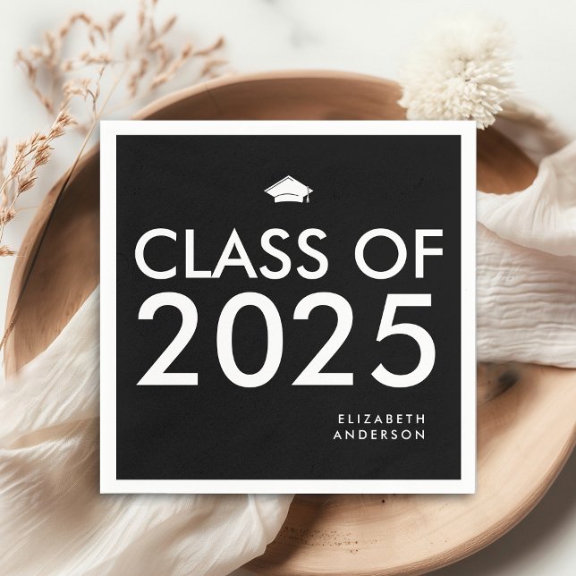 Guardanapo De Papel Festa de formatura Personalizada Branca Preta Mode (Criador carregado)