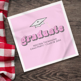 Guardanapo De Papel Festa de Formatura Retro Rosa Personalizada para A