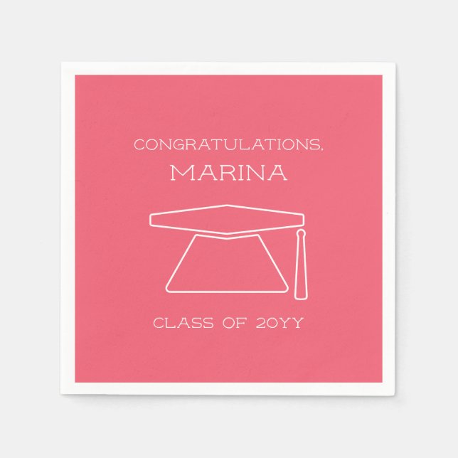 Guardanapo De Papel Festa de formatura rosa personalizada (Frente)