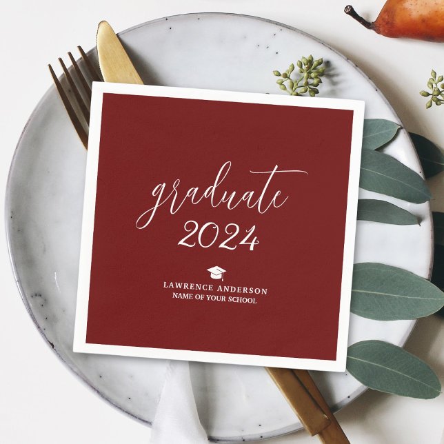 Guardanapo De Papel Festa de formatura Simples Burgundy 2024 (Criador carregado)