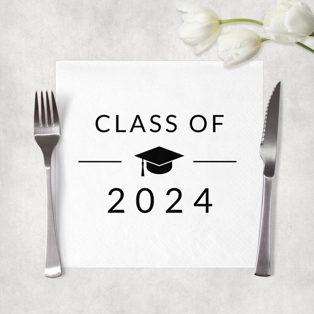 Guardanapo De Papel Festa de formatura Simples Elegante White Classe 2 (Elegant Simple White Class 2025 Graduation Party Napkins
)