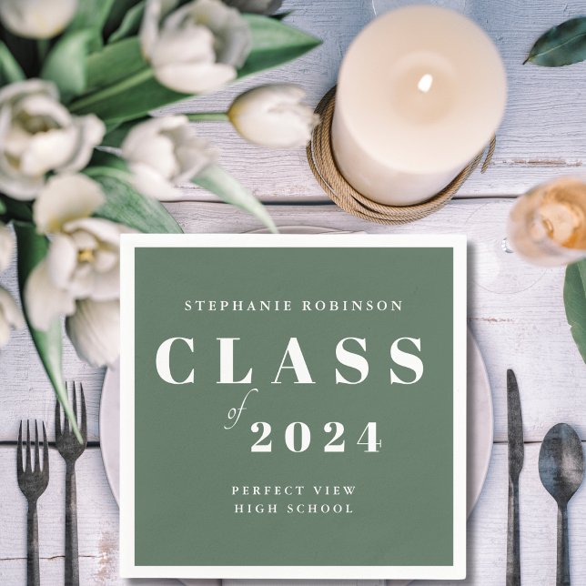 Guardanapo De Papel Festa de formatura Verde Sage Simples (Criador carregado)