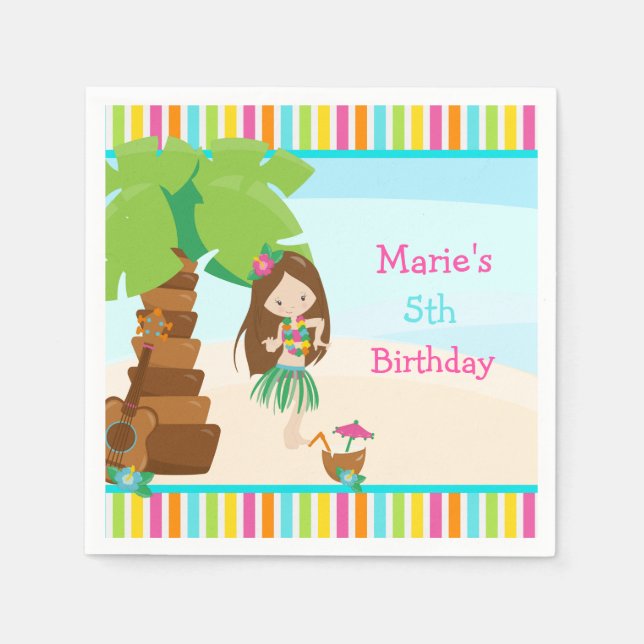 Guardanapo De Papel Festa de Garota Aloha Brunette (Frente)