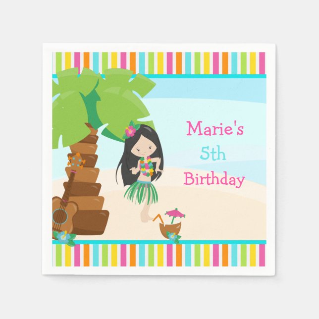 Guardanapo De Papel Festa de Garota Negra de Aloha (Frente)