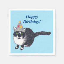 Festa de Gato Bonito Que Feliz Aniversário Napkins